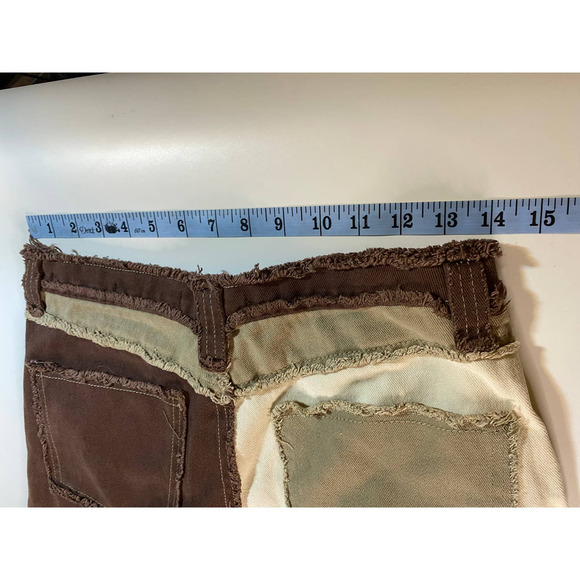Jaded London Frayed Patchwork Brown Denim Boyfriend Jeans Size 26 - Picture 7 of 8